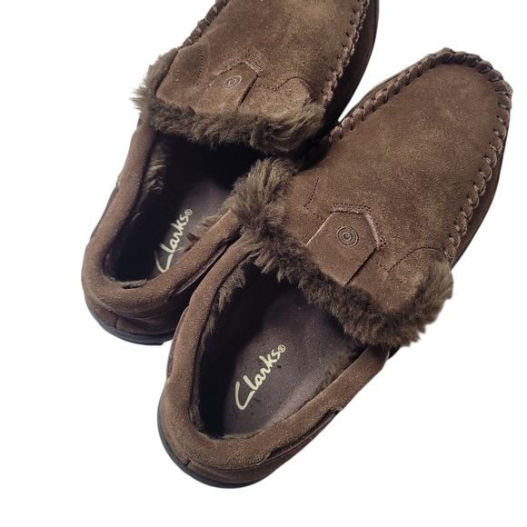 Clarks Venetian Brown Leather Moccasins Slippers Slip Ons Size 9 - Picture 2 of 7